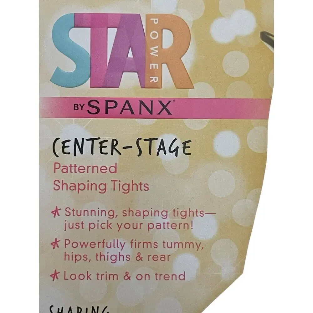 Star Power by SPANX Center-Stage Shaping Tights Black Diamond Daze Size C NEW